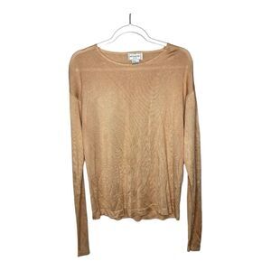 Vintage Henri Bendel Silk Sweater Womens Large Tan Knit Pullover Lightweight